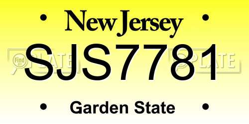 SJS7781 New Jersey License Plate