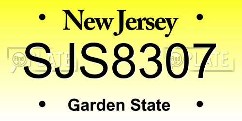 SJS8307 New Jersey License Plate