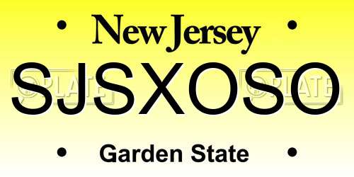 SJSXOSO New Jersey License Plate