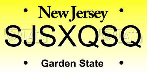 SJSXQSQ New Jersey License Plate