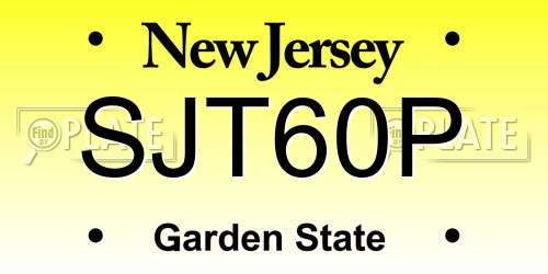 SJT60P New Jersey License Plate