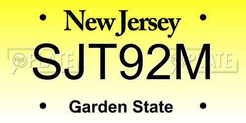 SJT92M New Jersey License Plate