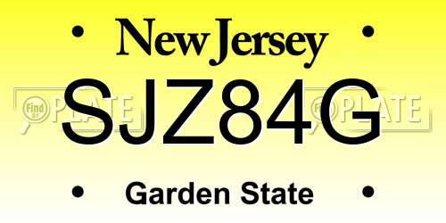 SJZ84G New Jersey License Plate