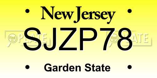 SJZP78 New Jersey License Plate