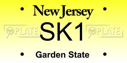 SK1 New Jersey License Plate
