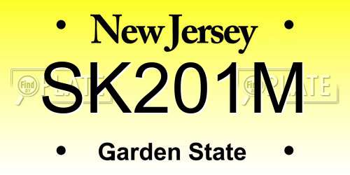 SK201M New Jersey License Plate