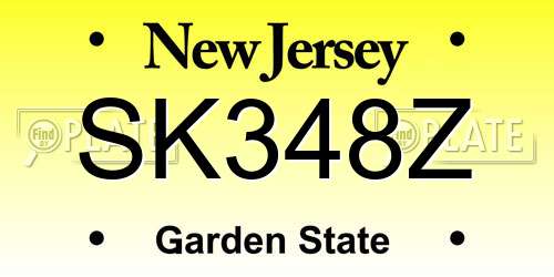 SK348Z New Jersey License Plate