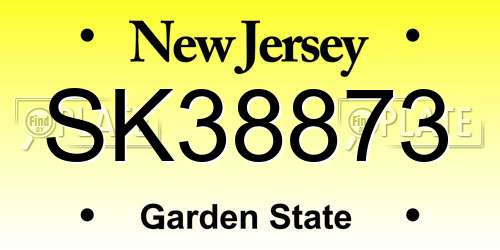 SK38873 New Jersey License Plate