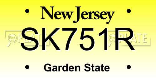 SK751R New Jersey License Plate
