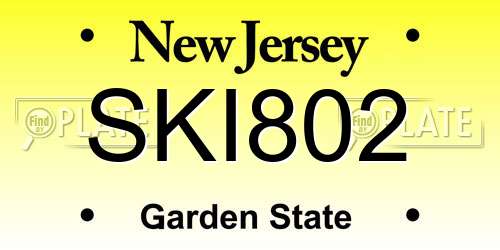 SKI802 New Jersey License Plate