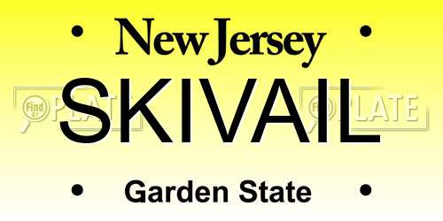 SKIVAIL New Jersey License Plate