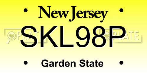 SKL98P New Jersey License Plate