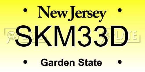 SKM33D New Jersey License Plate