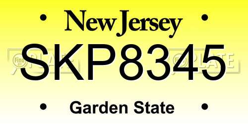 SKP8345 New Jersey License Plate