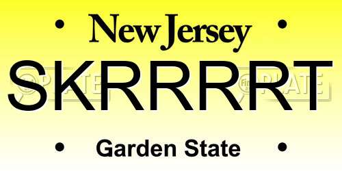 SKRRRRT New Jersey License Plate
