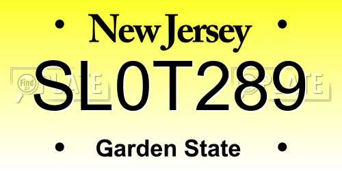 SL0T289 New Jersey License Plate
