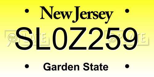 SL0Z259 New Jersey License Plate