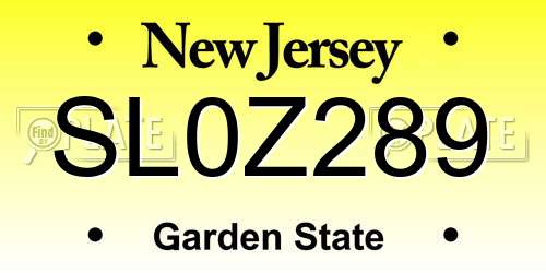 SL0Z289 New Jersey License Plate