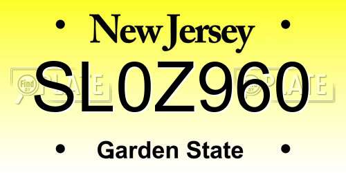 SL0Z960 New Jersey License Plate