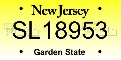 SL18953 New Jersey License Plate
