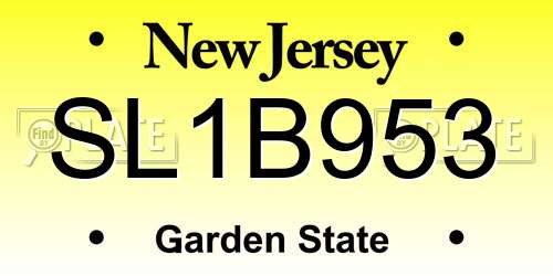 SL1B953 New Jersey License Plate