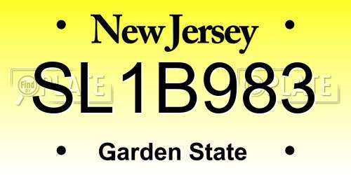 SL1B983 New Jersey License Plate