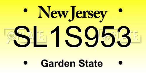 SL1S953 New Jersey License Plate