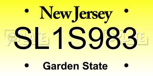 SL1S983 New Jersey License Plate