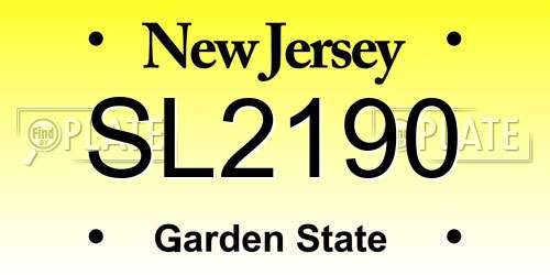 SL2190 New Jersey License Plate