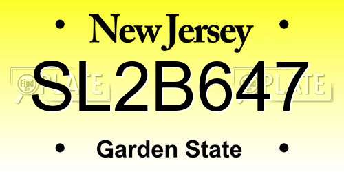 SL2B647 New Jersey License Plate