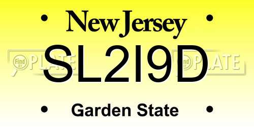 SL2I9D New Jersey License Plate