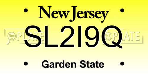 SL2I9Q New Jersey License Plate