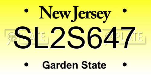 SL2S647 New Jersey License Plate