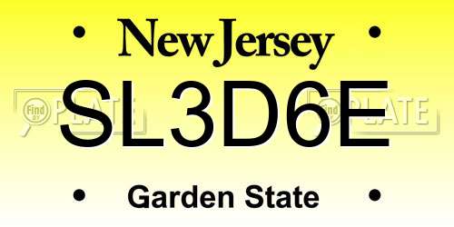 SL3D6E New Jersey License Plate