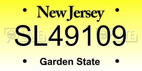 SL49109 New Jersey License Plate
