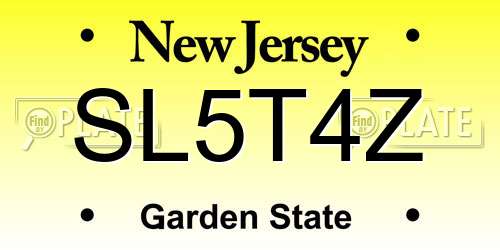 SL5T4Z New Jersey License Plate
