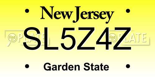 SL5Z4Z New Jersey License Plate