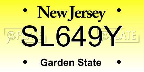 SL649Y New Jersey License Plate