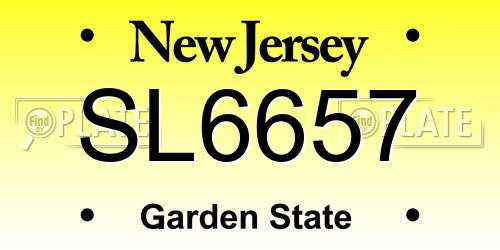 SL6657 New Jersey License Plate