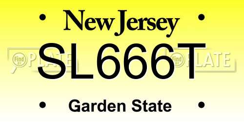 SL666T New Jersey License Plate