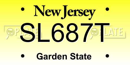 SL687T New Jersey License Plate