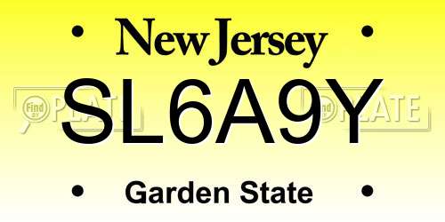 SL6A9Y New Jersey License Plate