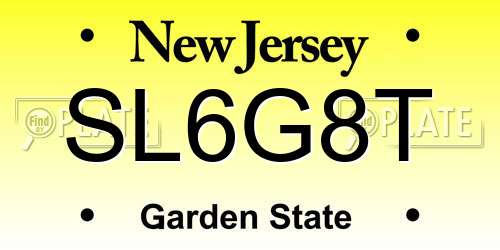 SL6G8T New Jersey License Plate