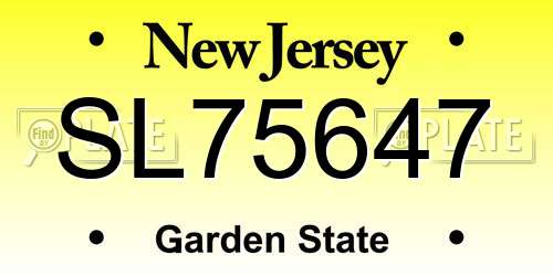 SL75647 New Jersey License Plate