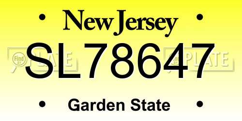 SL78647 New Jersey License Plate