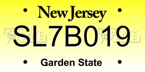 SL7B019 New Jersey License Plate