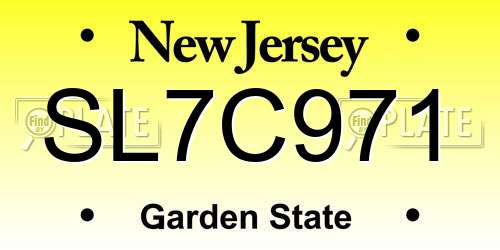 SL7C971 New Jersey License Plate