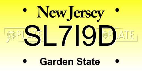 SL7I9D New Jersey License Plate