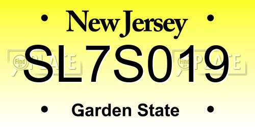 SL7S019 New Jersey License Plate