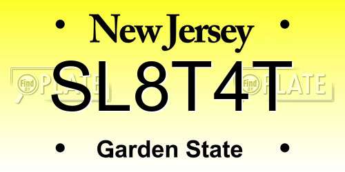 SL8T4T New Jersey License Plate